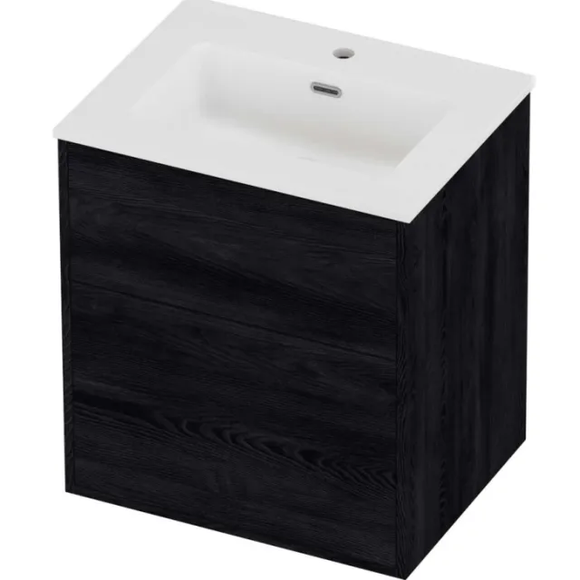 Proline Tribute Badmeubelset Porselein Elegant In Kader 60x46x67 cm Mat White Black Oak Eiken