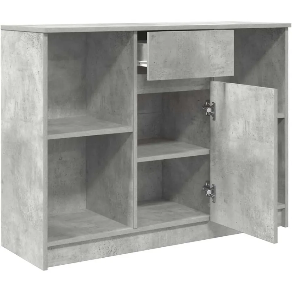 vidaXL Dressoir met lade 101x35x76 cm spaanplaat betongrijs grijs, foto 4