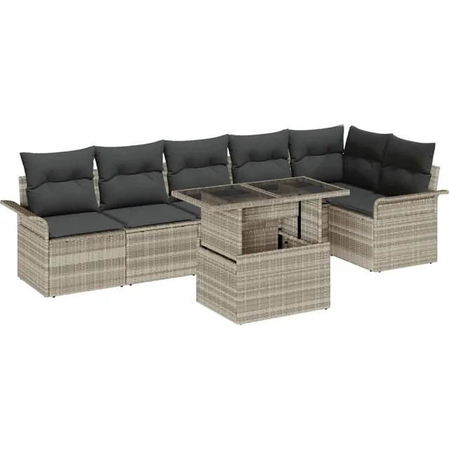 vidaXL Tuin Sofa Set 7 st Lichtgrijs poly rattan