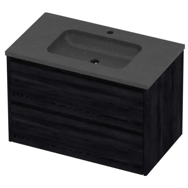 Proline Rollo Badmeubelset Hardsteen Elegant 1 Kraangat 80x46x54 cm Blue Stone Black Oak