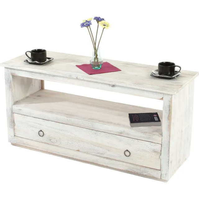 Cosmo Casa Salontafel - Bijzettafel voor de woonkamer - in Shabby - Look - Vintage stijl - Wit