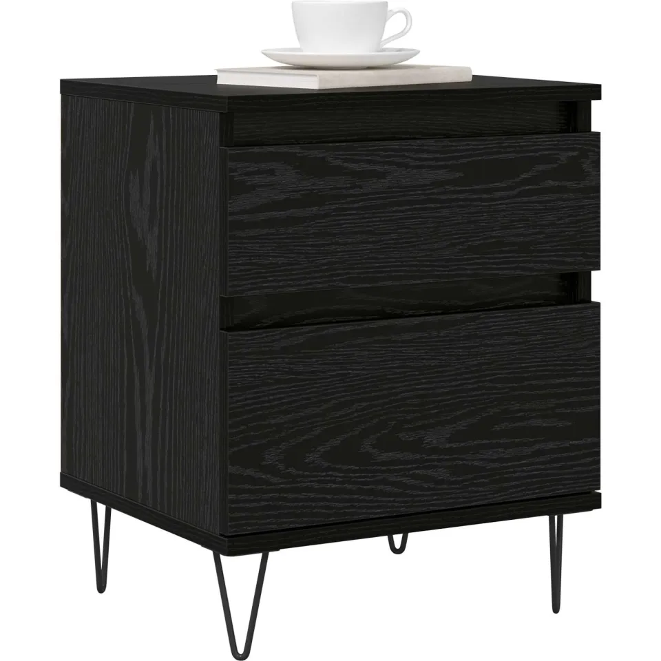 vidaXL Bed kast Zwart Eiken 40 x 35 x 50 cm Bewerkt hout