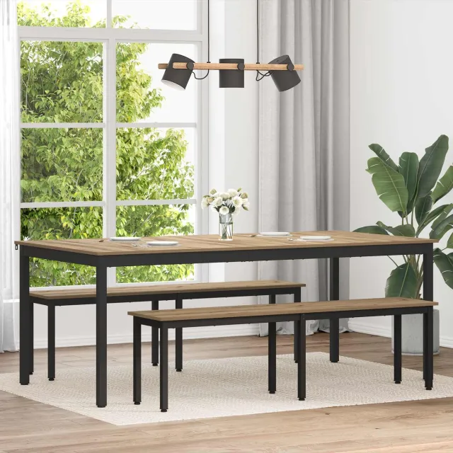 vidaXL Eettafels - 200 - x - 100 - x - 75 - cm - Bewerkt - hout - Rechthoekig