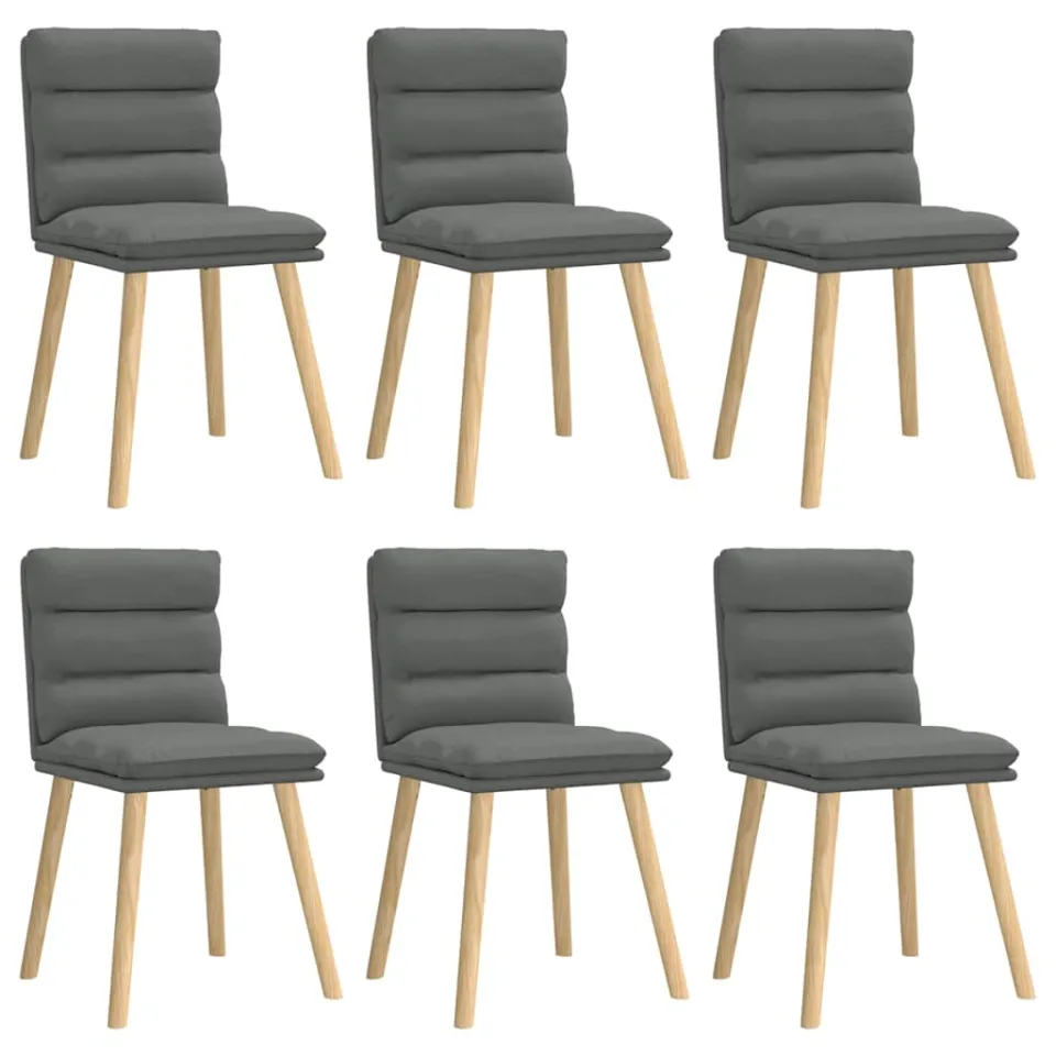 vidaXL Eetkamerstoelen 6 st stof donkergrijs grijs, foto 3