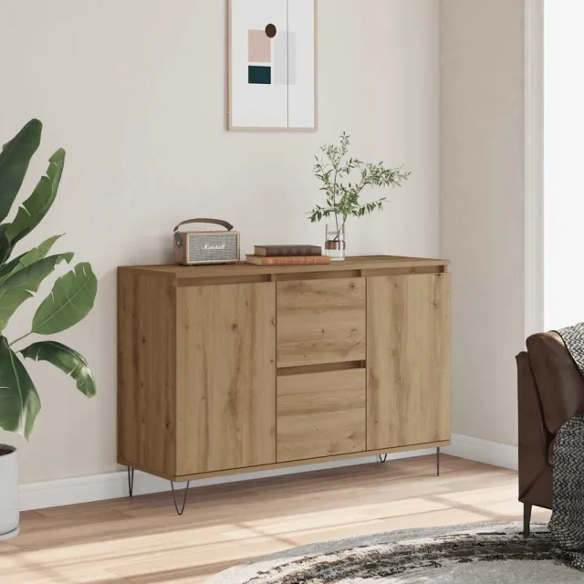vidaXL Dressoir 101,5x35x70 cm bewerkt hout artisanaal eikenkleurig Bruin