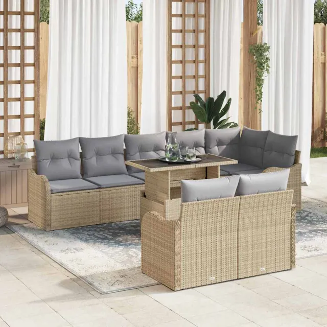 vidaXL Tuin Sofa Set 9 st Beige Poly riet, foto 2