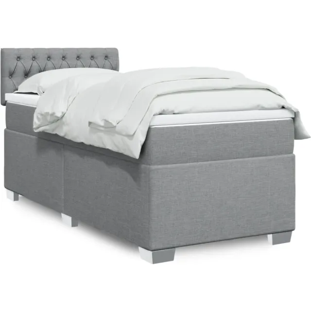 vidaXL Boxspring met matras stof lichtgrijs 90x190 cm grijs