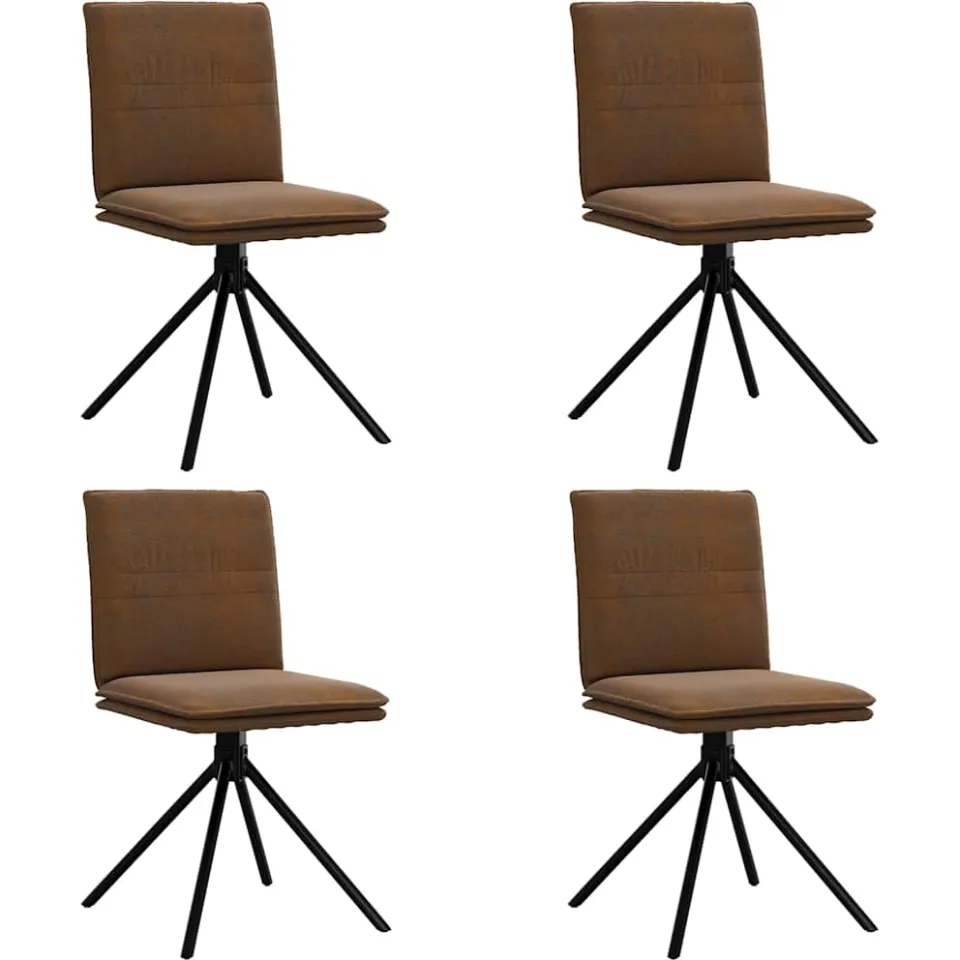 vidaXL Eetkamerstoelen 4 st kunstsuède bruin, foto 3