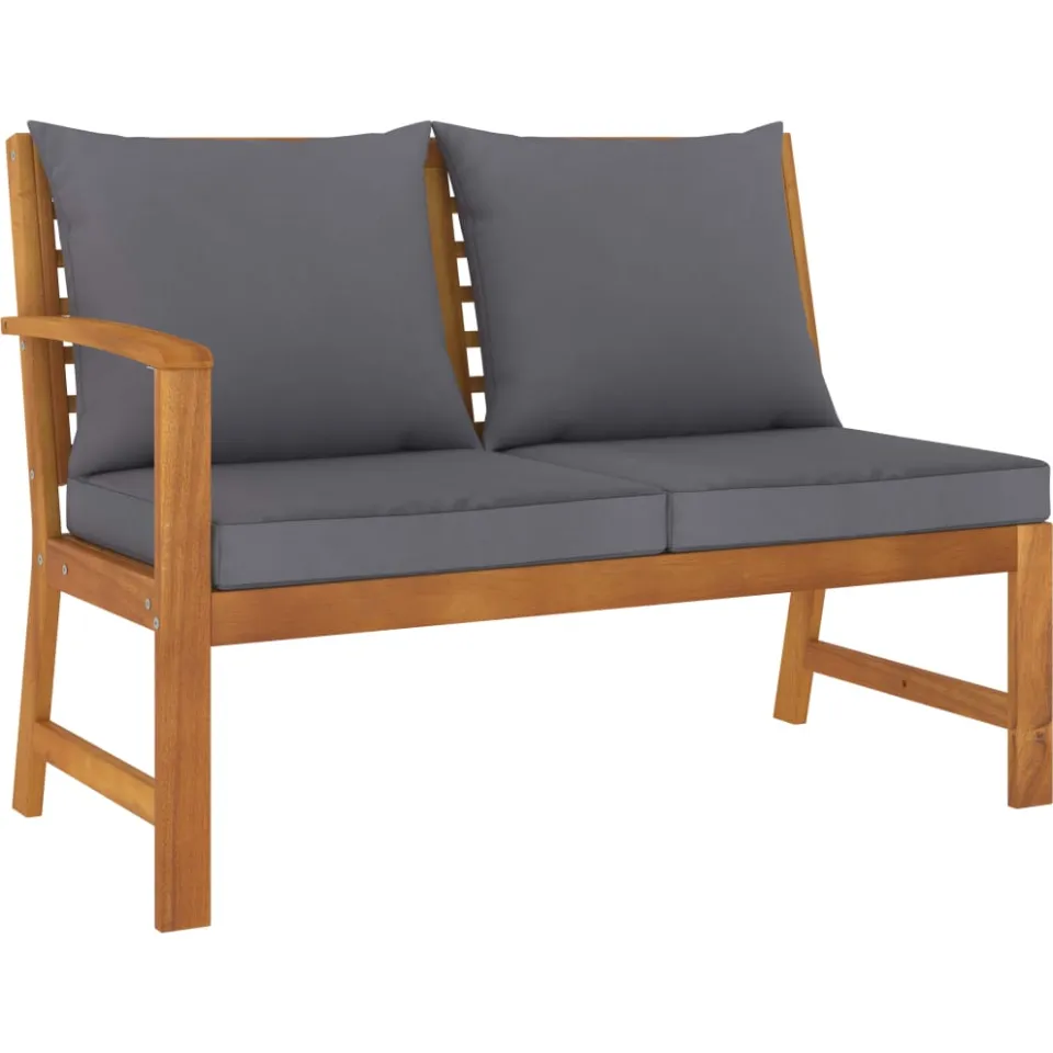 vidaXL 4-delige Loungeset met kussens massief acaciahout grijs, foto 4