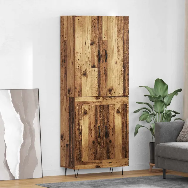 vidaXL Hoge kast 2 st Oudhout 69,5 x 34 x 180 cm Bewerkt hout Bruin