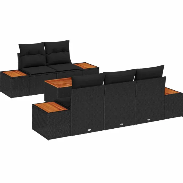 vidaXL Tuin Sofa Set 6 st Zwart Poly riet, foto 4