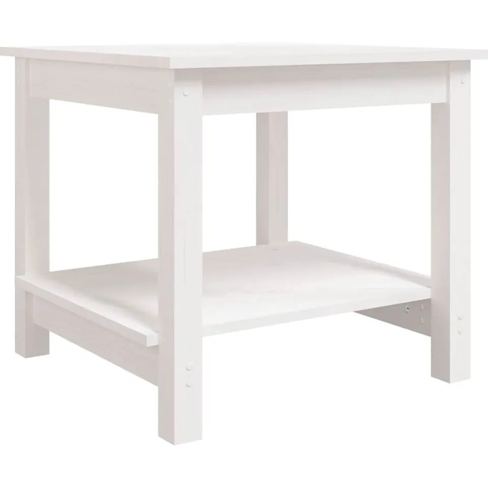 vidaXL Salontafel 50x50x45 cm massief grenenhout wit, foto 3