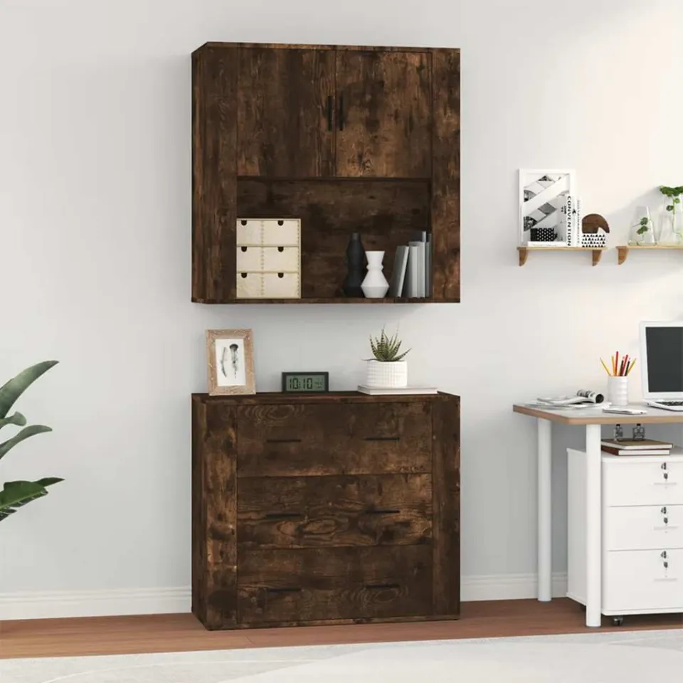 vidaXL Hoge kast bewerkt hout gerookt eikenkleurig, foto 3