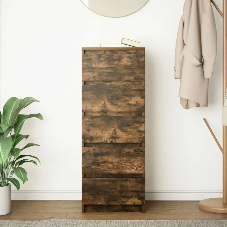 vidaXL Dressoir met lades 37,5x35x99 cm spaanplaat gerookt eikenhout, foto 3