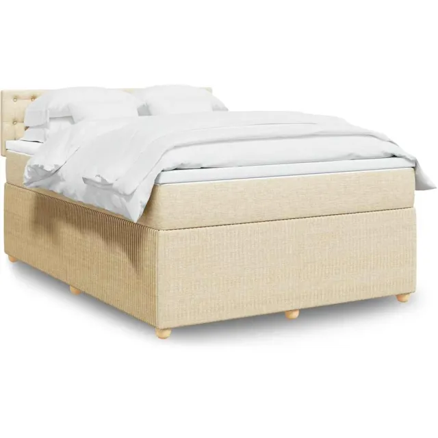 vidaXL Boxspring met matras stof crèmekleurig 140x190 cm