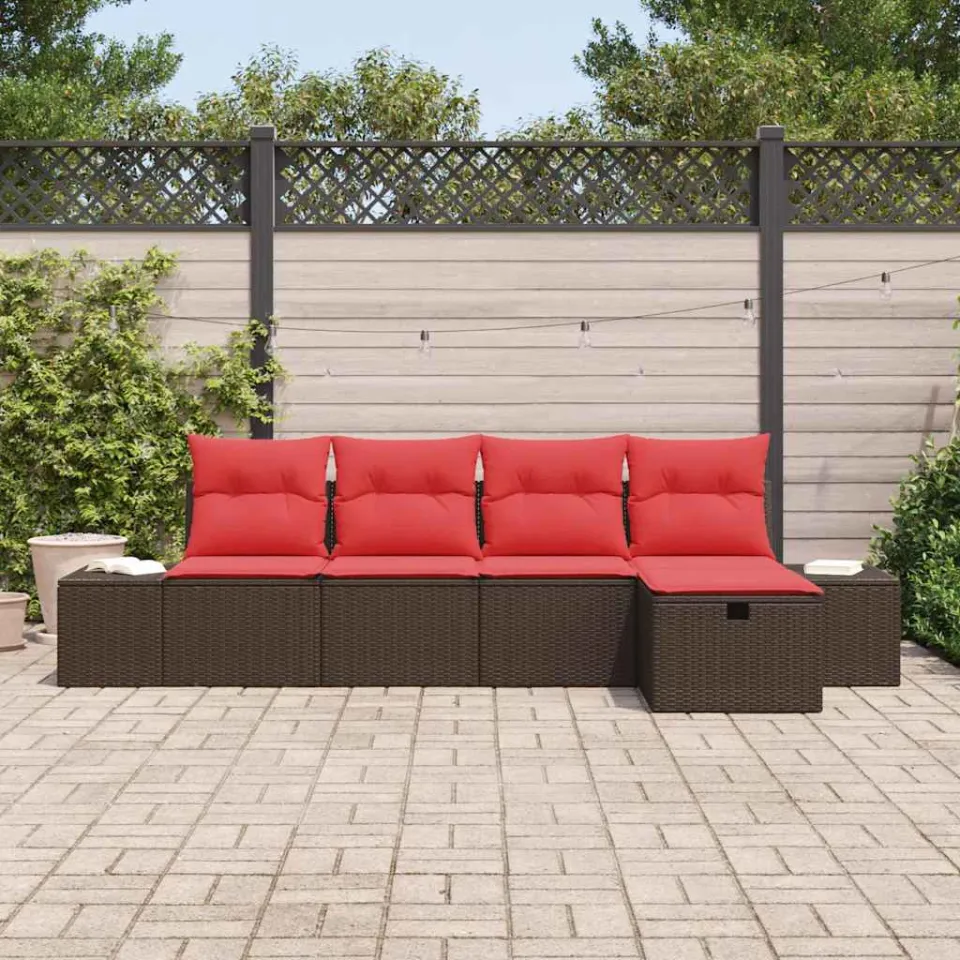 vidaXL Tuin Sofa Set 5 st Bruin poly rattan, foto 3