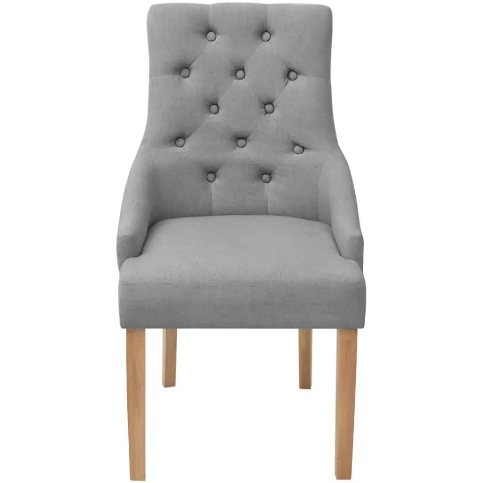 vidaXL Eetkamerstoelen 2 st stof lichtgrijs grijs, foto 3