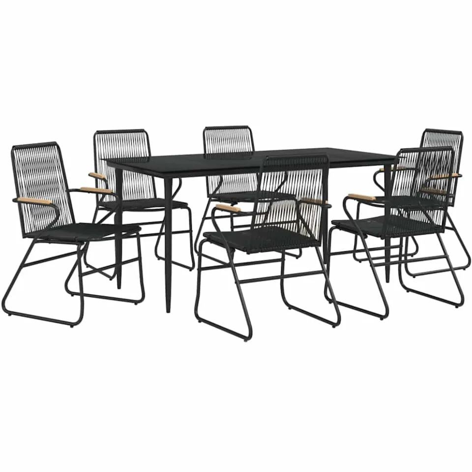 vidaXL 7-delige Tuinset PVC-rattan zwart