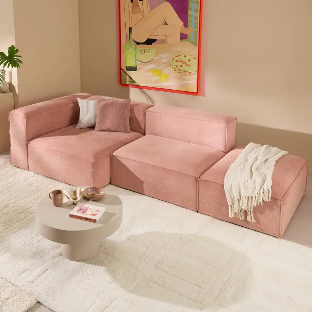 NOUS Living hoekbank Igor hoek links - roze