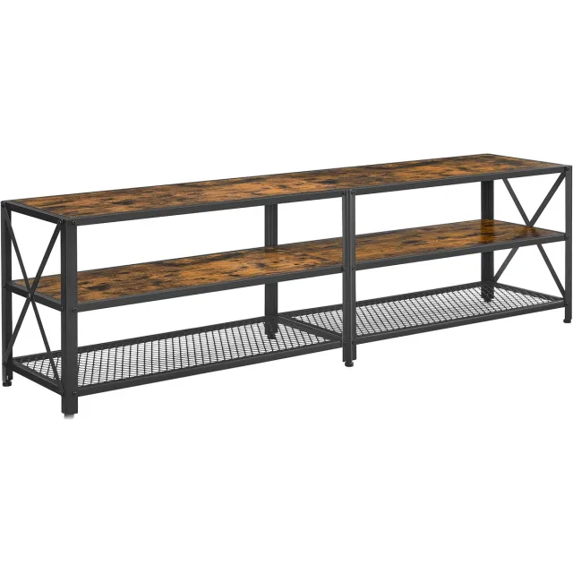 Vasagle TV Meubel - TV-Lowboard met Stalen Frame - Televisiemeubel voor Woonkamer - Met Opbergruimte Bruin-Zwart