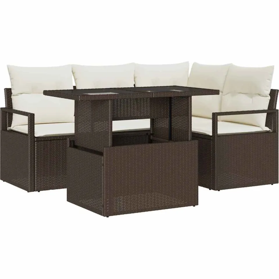 vidaXL Tuin Sofa Set 5 st Bruin Poly riet