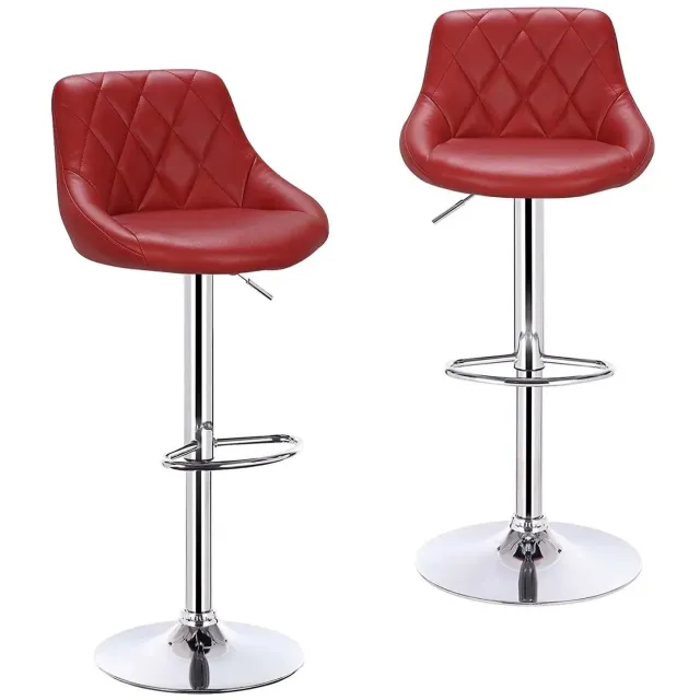 ArtiZo Barkruk set van 2 - met voetsteun - 360° draaibaar - red wine leather(synthetisch) - in hoogte verstelbaar - 38.5x38.5x84-106 cm