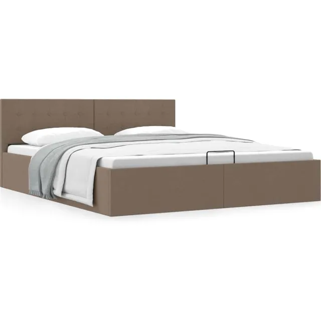 vidaXL Bedframe met hydraulische opslag stof taupe 180x200 cm