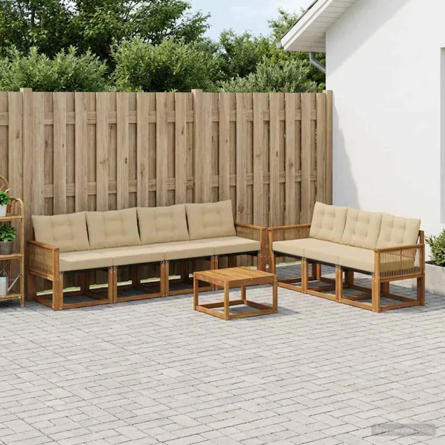 vidaXL Buiten bankenset 8 st 7-zits Natuurlijk en Beige