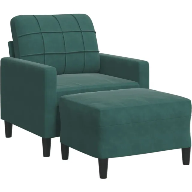 vidaXL Fauteuil - met - voetenbank - 60 - cm - fluweel - donkergroen