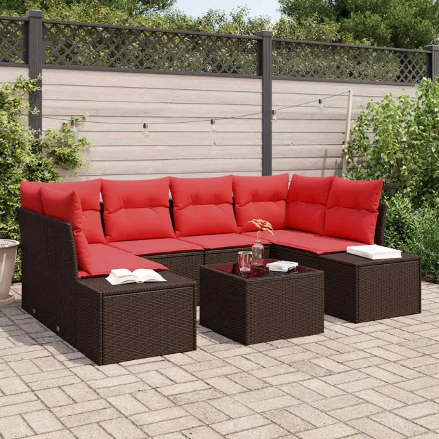 vidaXL Tuin Sofa Set 7 st Bruin poly rattan, foto 2