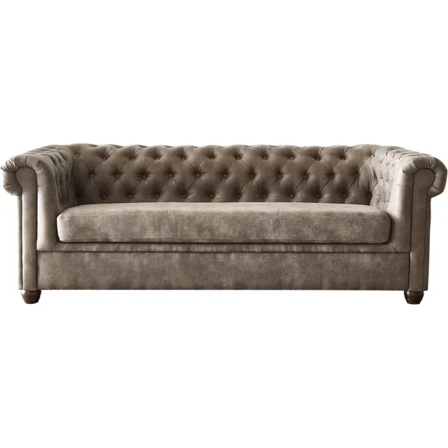 DELIFE Bank Chesterfield taupe suède-look gewatteerd uit 3-zits Beige