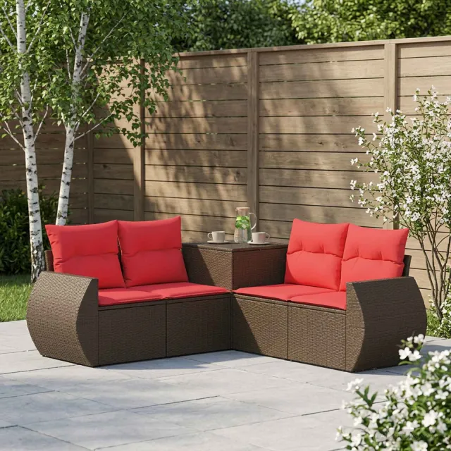 vidaXL Bankstel 5 st Bruin en Rood 188 x 188 x 85 cm