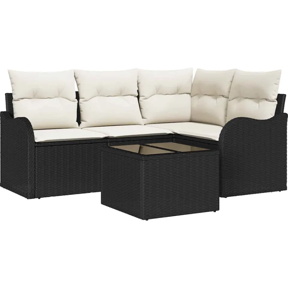 vidaXL Tuin Sofa Set 5 st Bruin poly rattan Zwart