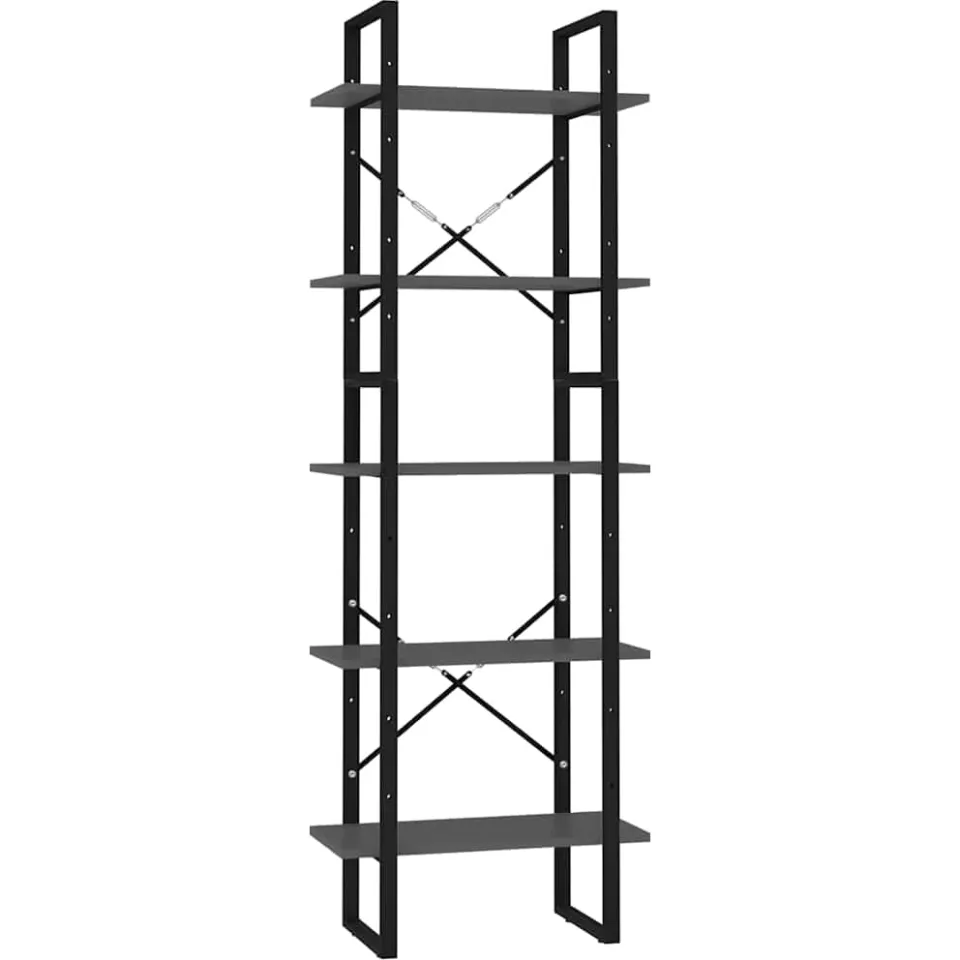 vidaXL Boekenkast met 5 schappen 60x30x175 cm bewerkt hout grijs, foto 3