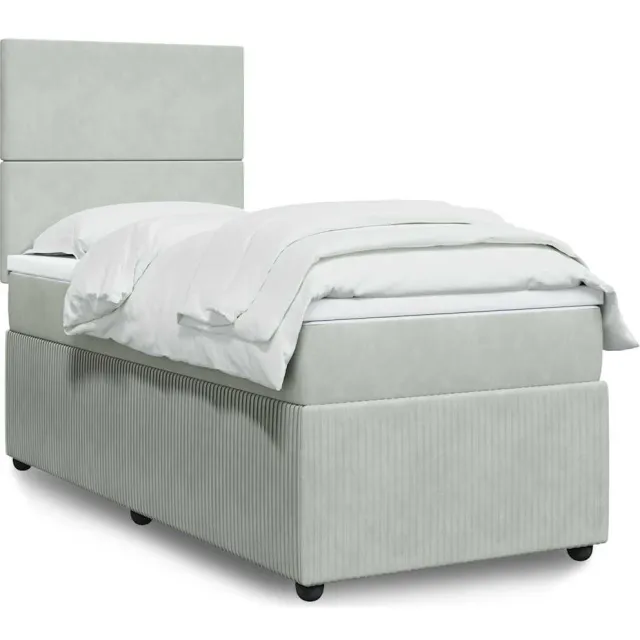 vidaXL Boxspring met matras fluweel lichtgrijs 90x200 cm grijs