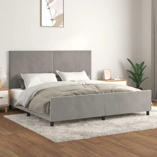 vidaXL Bedframe zonder matras 200x200 cm fluweel lichtgrijs grijs