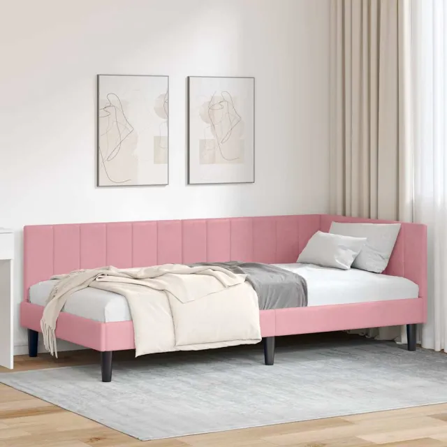 vidaXL Hoekbedframe Roze 100 x 200 cm fluweel