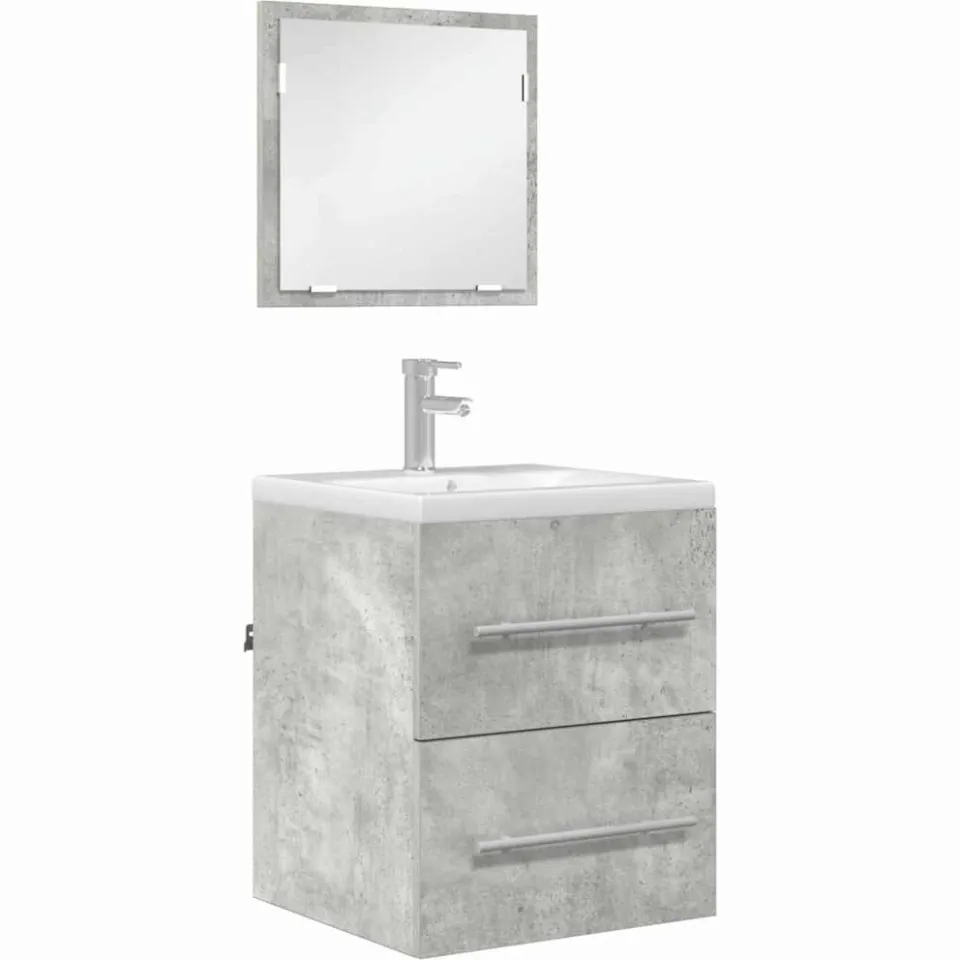 vidaXL Badkamermeubelset met lade met opslag Grijs 41 x 38,5 x 48 cm