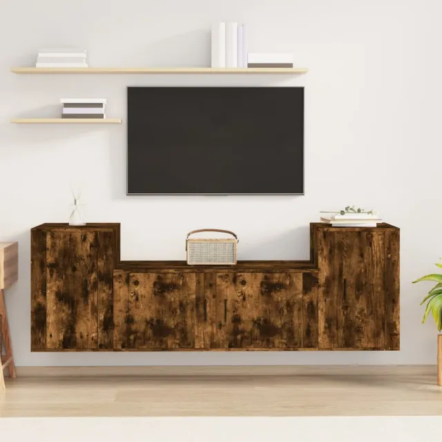 vidaXL 3-delige Tv-meubelset bewerkt hout gerookt eikenkleurig, foto 2