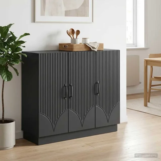 vidaXL Dressoir Zwart 89 x 34,5 x 77 cm Bewerkt hout, foto 2