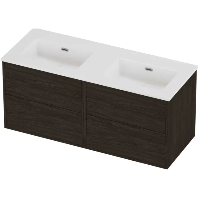 Proline Tribute Badmeubelset Porselein Elegant Zonder Gat 120x46x54 cm Glans Wit Mokka Oak Eiken