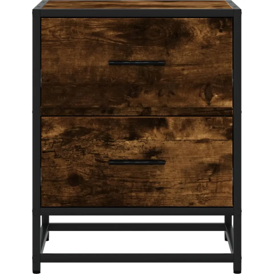 vidaXL Nachtkastjes 2 st 40x31x50 cm bewerkt hout gerookt eikenkleurig, foto 4