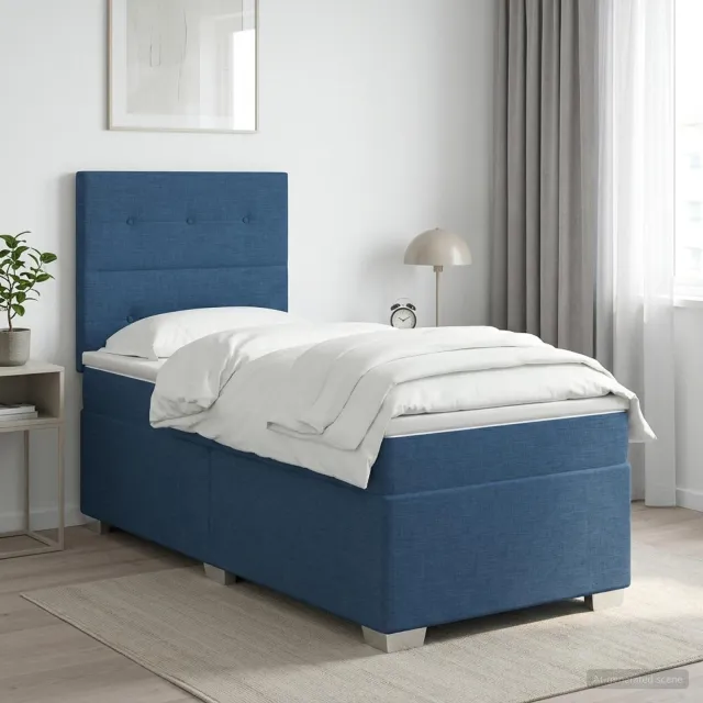 vidaXL Boxspringbed met matras met hoofdeinde Blauw 90 x 200 cm Stof