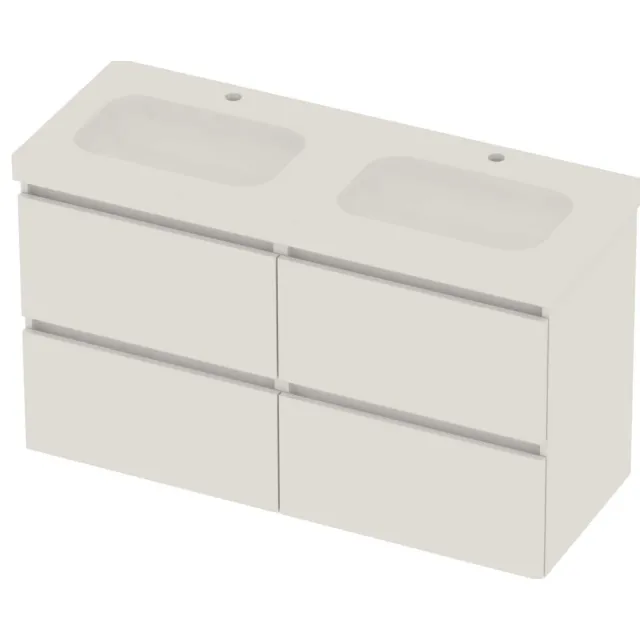 Basic-Line Moby 46 Badmeubelset Polystone 120x46x66 cm M46gwchw2x602 Ice White Glans Wit