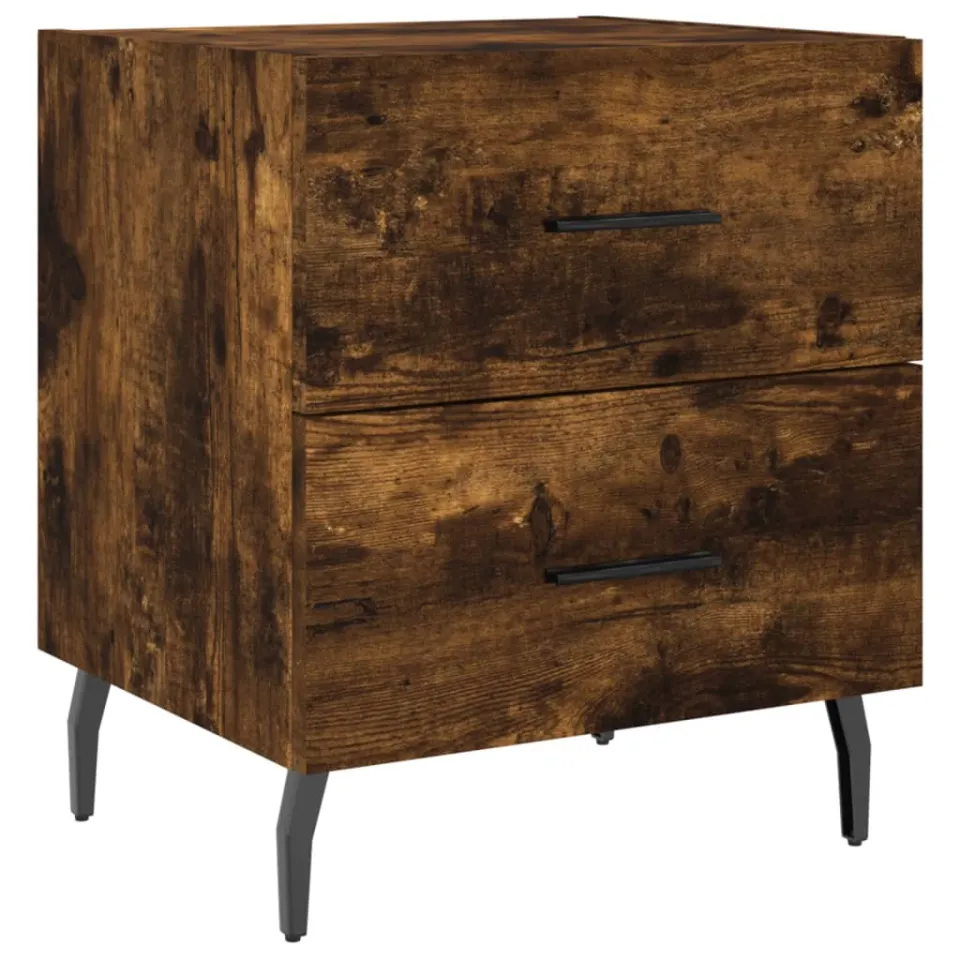 vidaXL Nachtkastje 40x35x47,5 cm bewerkt hout gerookt eikenkleurig, foto 3