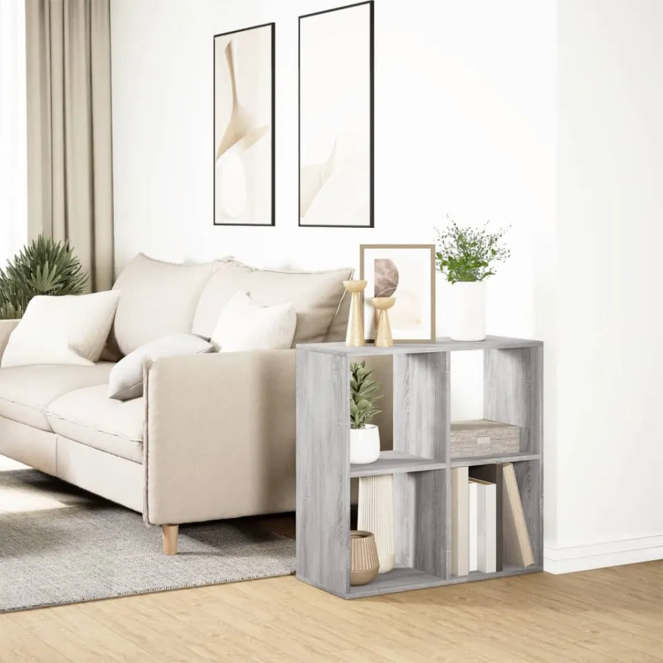 vidaXL Kamerscherm / boekenkast 69,5x29x69,5 cm hout grijs sonoma, foto 4