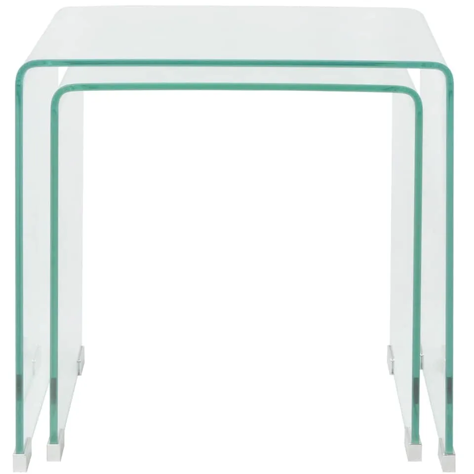 vidaXL Bijzettafel set 2-dlg transparant gehard glas transparent, foto 3