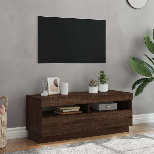 vidaXL Tv-meubel met LED-verlichting 100x35x40 cm bruin eikenkleur