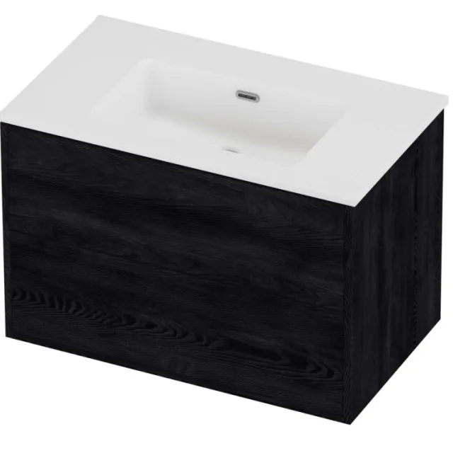 Proline Tribute Badmeubelset Porselein Elegant In Kader 80x46x54 cm Mat White Black Oak Eiken