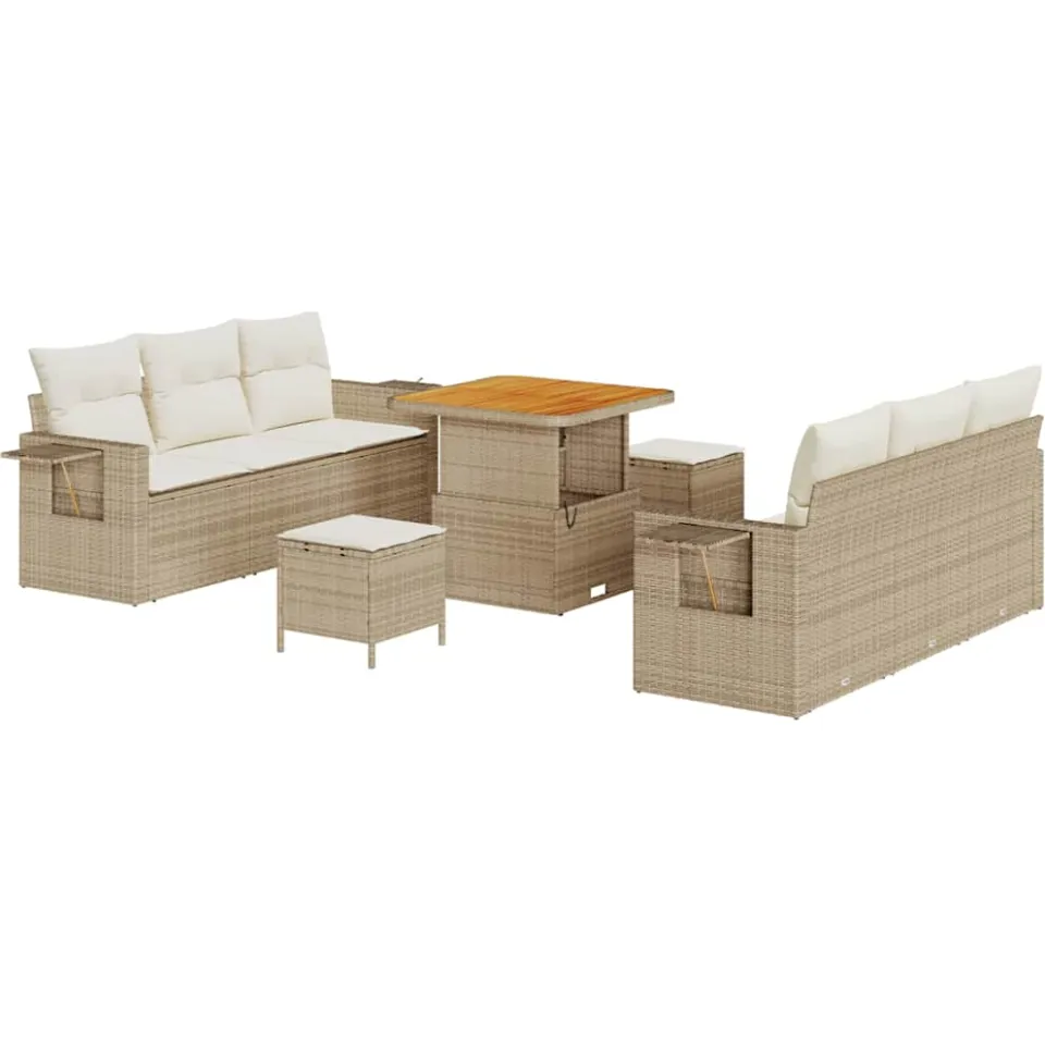 vidaXL Tuin Sofa Set Beige poly rattan